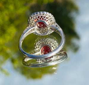 Platinum Red Spinel & Diamond Ring
