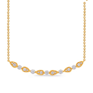 Yellow Gold & Diamond Bar Necklace