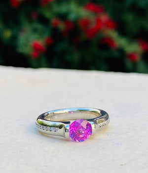 Platinum Omega Channel with Pink Sapphire