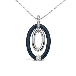 Double Oval Pendant with Midnight Blue
