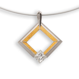 Large Square Pendant with 24K Inlay