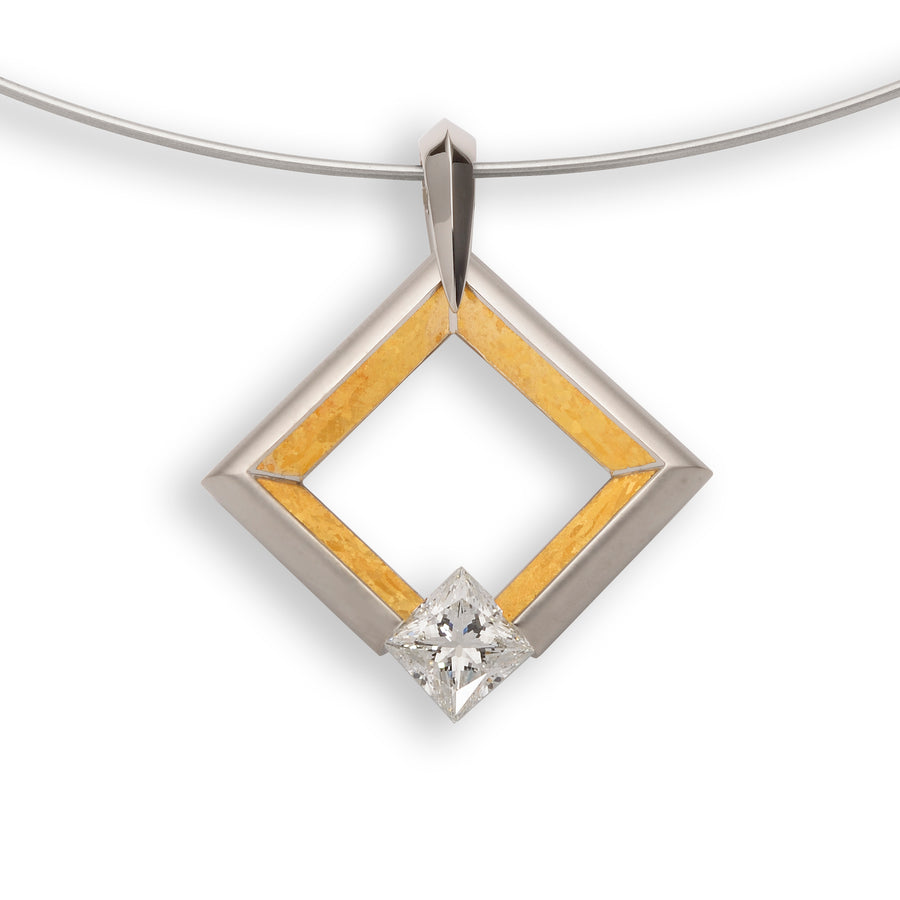 Large Square Pendant with 24K Inlay