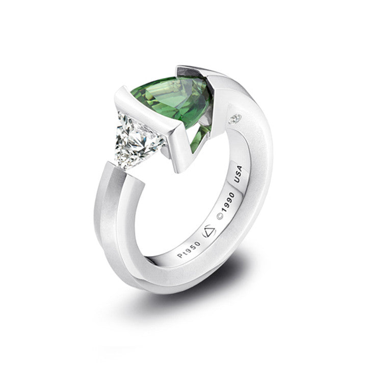 2-Stone Chrome Tourmaline and Diamond Ring