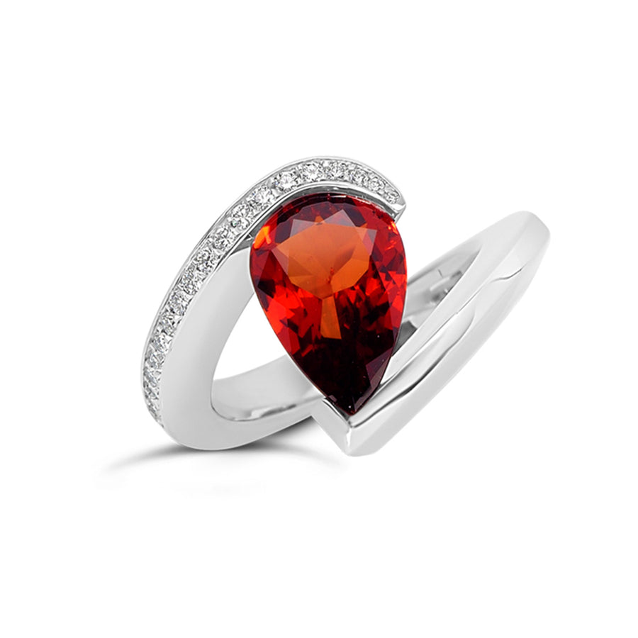 2.91 ct. Orange Sapphire set in DP with Pave