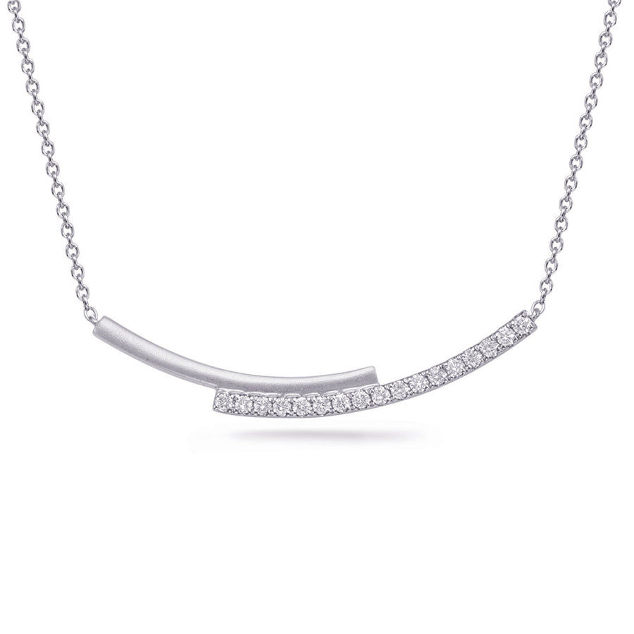 White Gold Diamond Bar Necklace