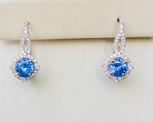 Blue Sapphire Halo Earrings