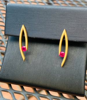 Drop Pendant & Earrings with Tension-set Rubies