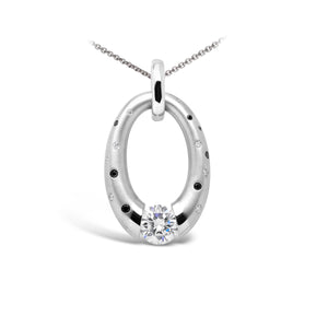 Small Diamond Oval pendant featuring Black Diamonds