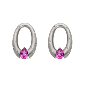 Oval Earrings with Pink Pear Shaped Sapphires