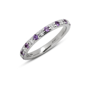 1.88 mm Hala Band with Lavender Sapphires and Diamonds