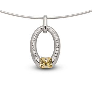 Channel Oval Pendant Yellow Sapphire